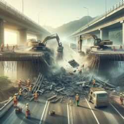 Silniční pracovníci zbourali most na dálnici D1, jelikož byl pro rozšiřování dálnice příliš úzký